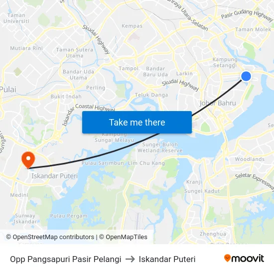 Opp Pangsapuri Pasir Pelangi to Iskandar Puteri map