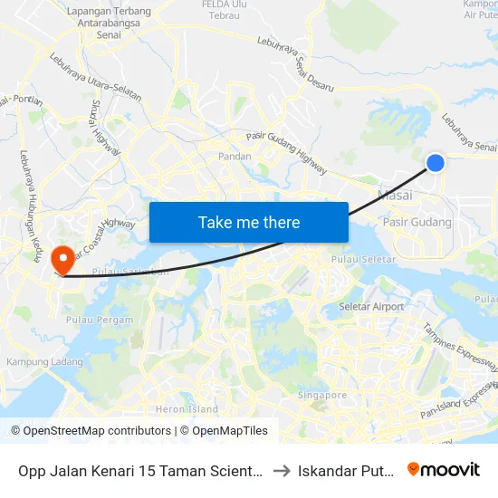 Opp Jalan Kenari 15 Taman Scientex to Iskandar Puteri map