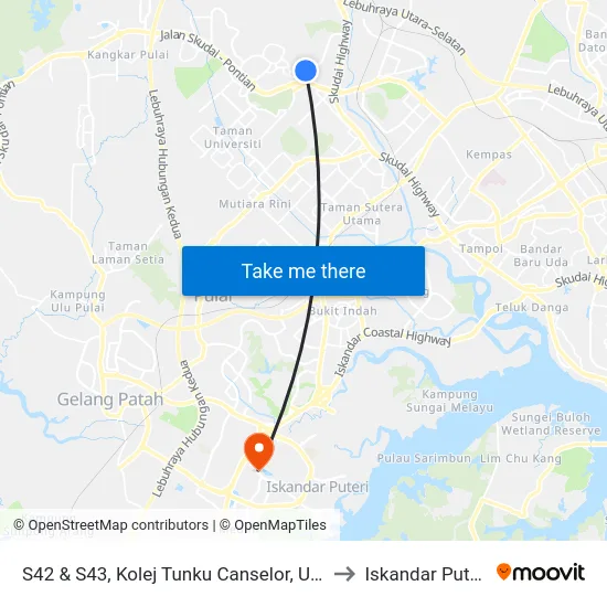 S42 & S43, Kolej Tunku Canselor, Utm to Iskandar Puteri map
