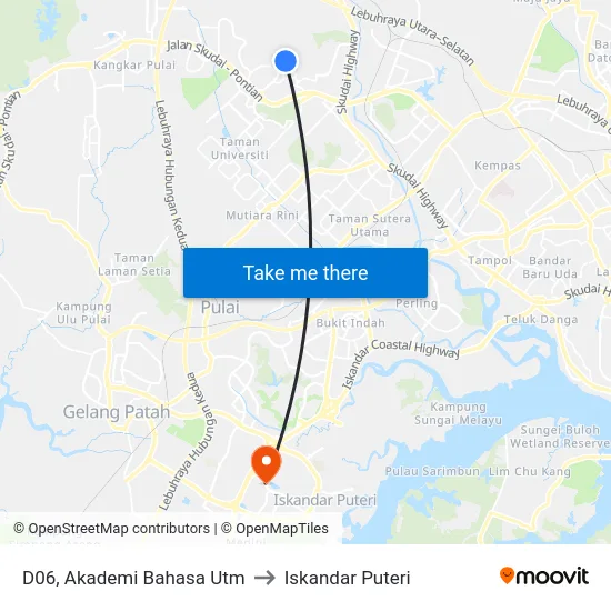 D06, Akademi Bahasa Utm to Iskandar Puteri map