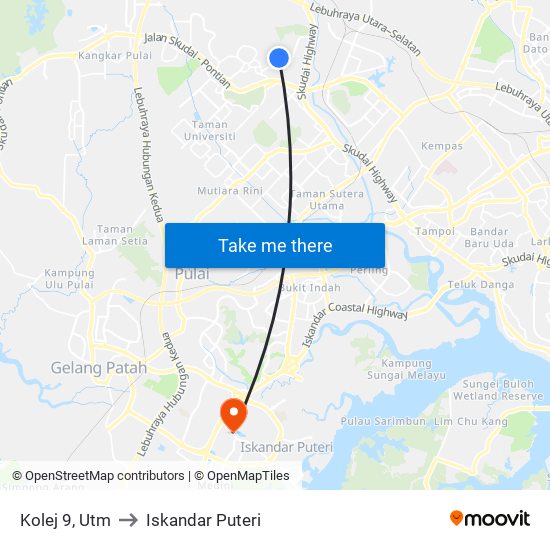 Kolej 9, Utm to Iskandar Puteri map