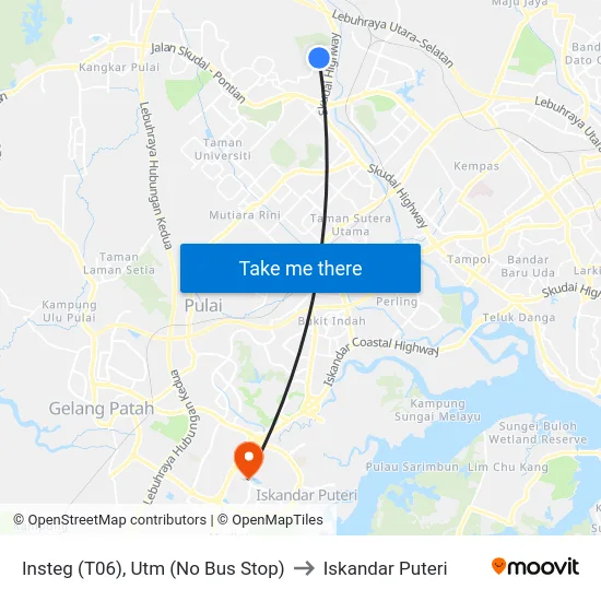 Insteg (T06), Utm (No Bus Stop) to Iskandar Puteri map