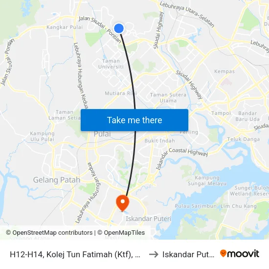 H12-H14, Kolej Tun Fatimah (Ktf), Utm to Iskandar Puteri map