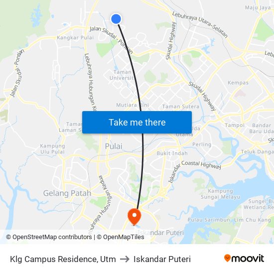 Klg Campus Residence, Utm to Iskandar Puteri map