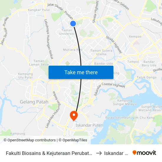 Fakulti Biosains & Kejuteraan Perubatan (V01), Utm to Iskandar Puteri map