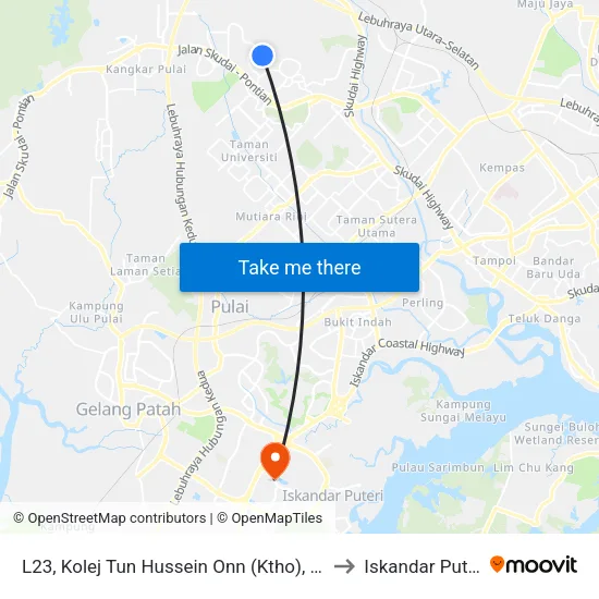 L23, Kolej Tun Hussein Onn (Ktho), Utm to Iskandar Puteri map