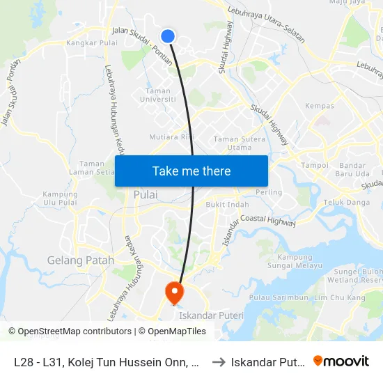 L28 - L31, Kolej Tun Hussein Onn, Utm to Iskandar Puteri map