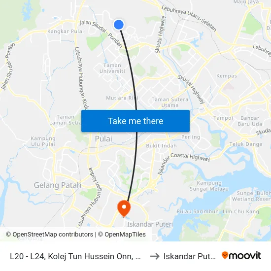 L20 - L24, Kolej Tun Hussein Onn, Utm to Iskandar Puteri map