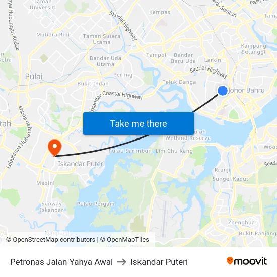 Petronas Jalan Yahya Awal to Iskandar Puteri map