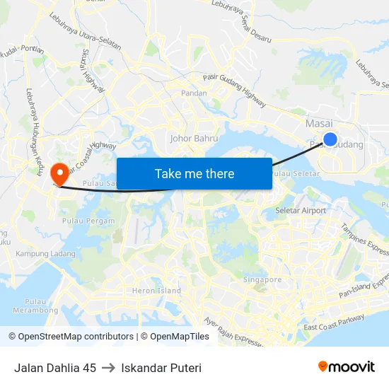 Jalan Dahlia 45 to Iskandar Puteri map