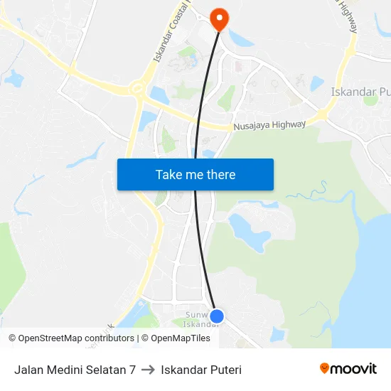 Jalan Medini Selatan 7 to Iskandar Puteri map
