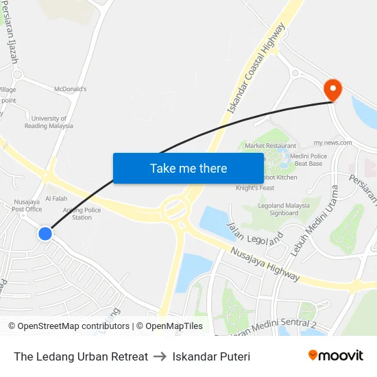 The Ledang Urban Retreat to Iskandar Puteri map