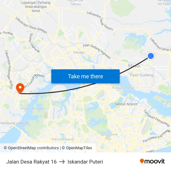 Jalan Desa Rakyat 16 to Iskandar Puteri map