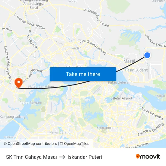 SK Tmn Cahaya Masaı to Iskandar Puteri map