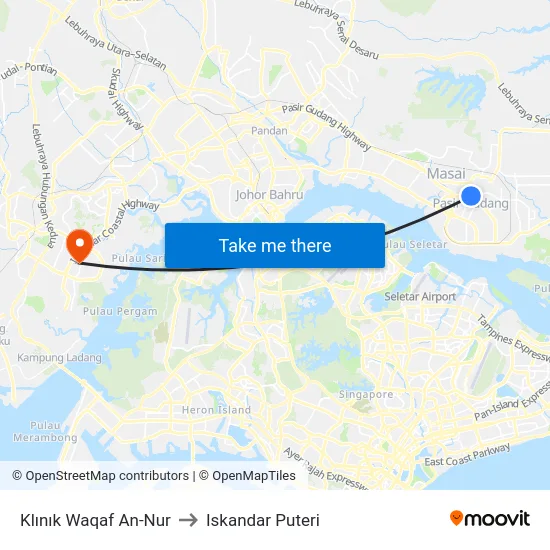 Klınık Waqaf An-Nur to Iskandar Puteri map