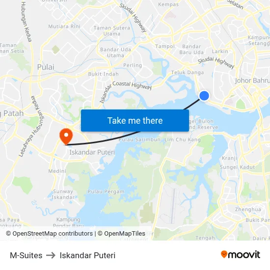 M-Suites to Iskandar Puteri map