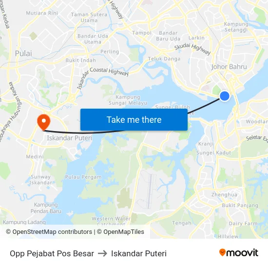 Opp Pejabat Pos Besar to Iskandar Puteri map