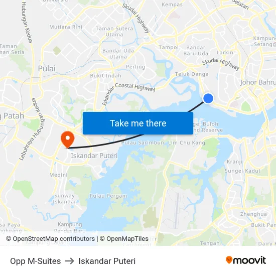 Opp M-Suites to Iskandar Puteri map