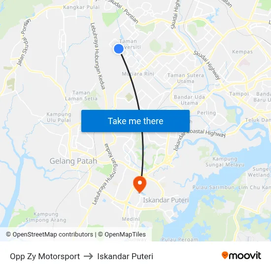 Opp Zy Motorsport to Iskandar Puteri map