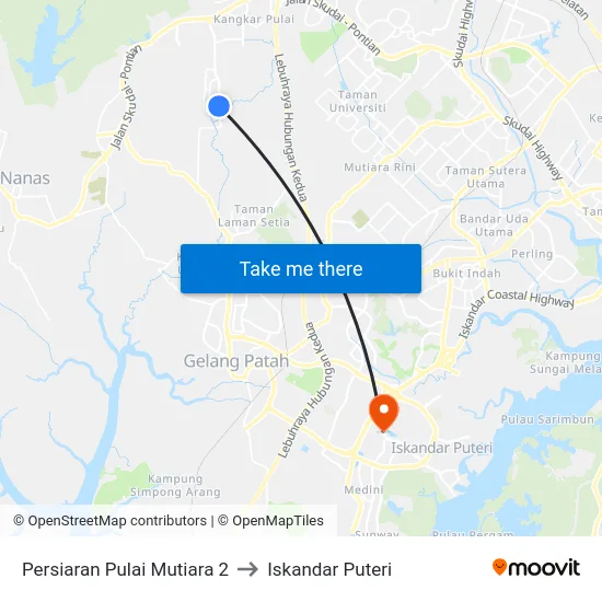 Persiaran Pulai Mutiara 2 to Iskandar Puteri map