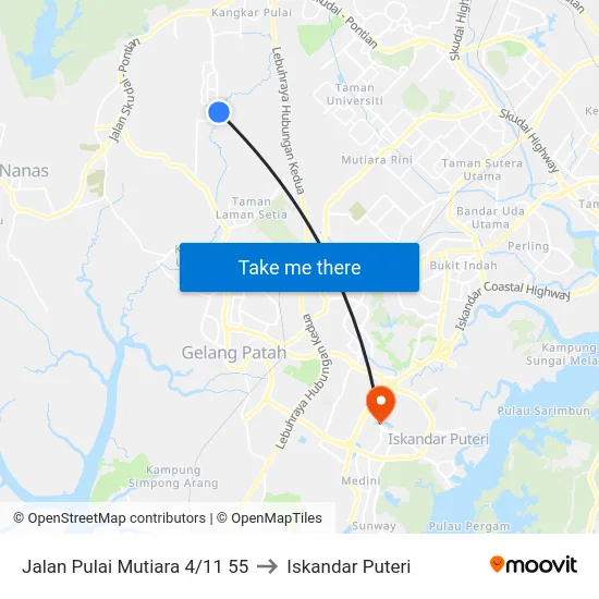 Jalan Pulai Mutiara 4/11 55 to Iskandar Puteri map