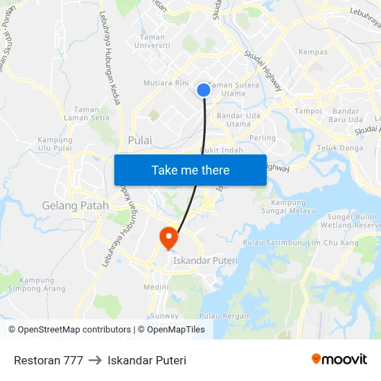 Restoran 777 to Iskandar Puteri map