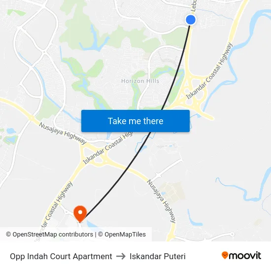 Opp Indah Court Apartment to Iskandar Puteri map