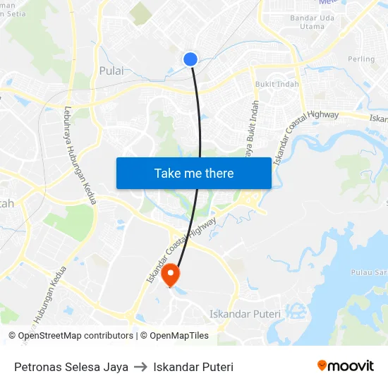 Petronas Selesa Jaya to Iskandar Puteri map
