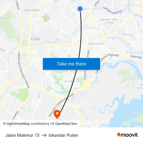Jalan Makmur 15 to Iskandar Puteri map