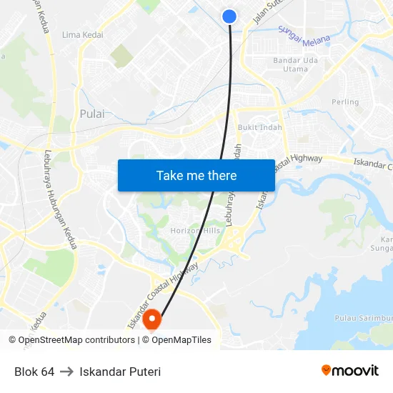 Blok 64 to Iskandar Puteri map