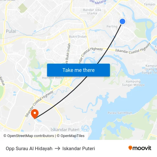 Opp Surau Al Hidayah to Iskandar Puteri map