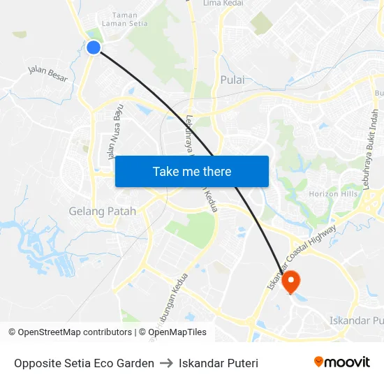 Opposite Setia Eco Garden to Iskandar Puteri map