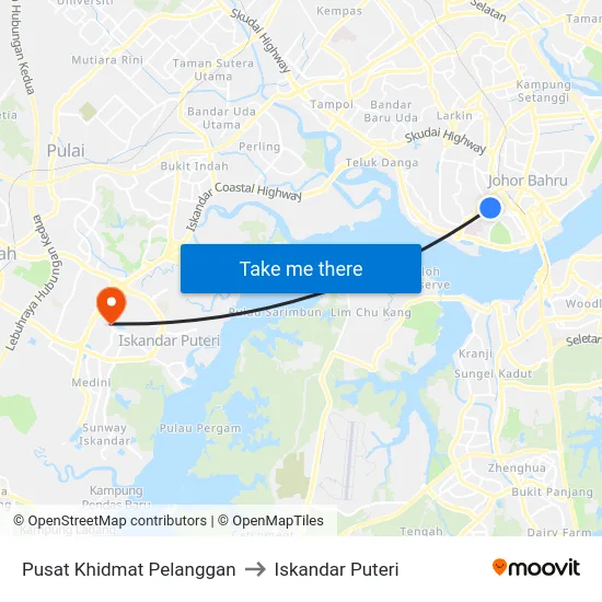 Pusat Khidmat Pelanggan to Iskandar Puteri map