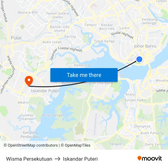 Wisma Persekutuan to Iskandar Puteri map