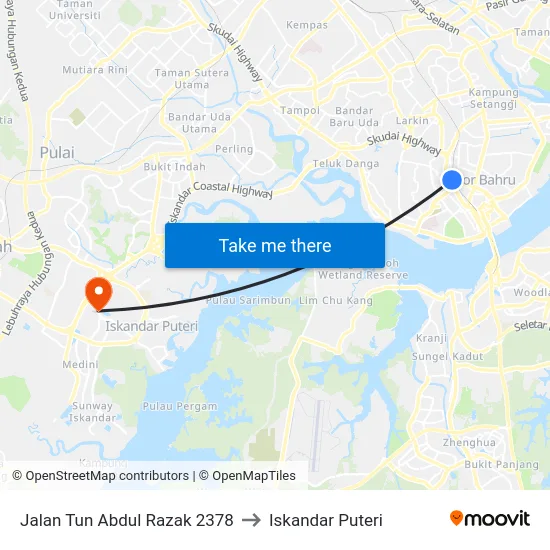 Jalan Tun Abdul Razak 2378 to Iskandar Puteri map