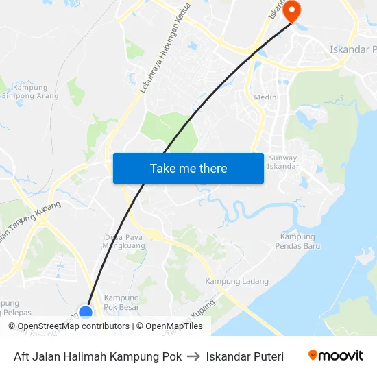 Aft Jalan Halimah Kampung Pok to Iskandar Puteri map