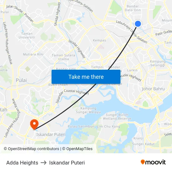 Adda Heights to Iskandar Puteri map
