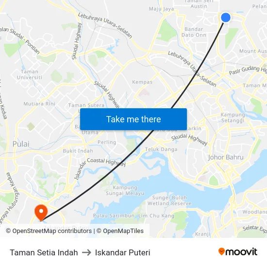 Taman Setia Indah to Iskandar Puteri map
