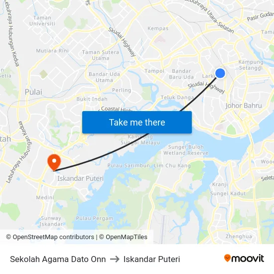 Sekolah Agama Dato Onn to Iskandar Puteri map