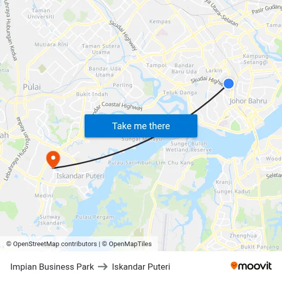 Impian Business Park to Iskandar Puteri map