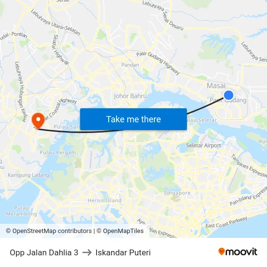 Opp Jalan Dahlia 3 to Iskandar Puteri map