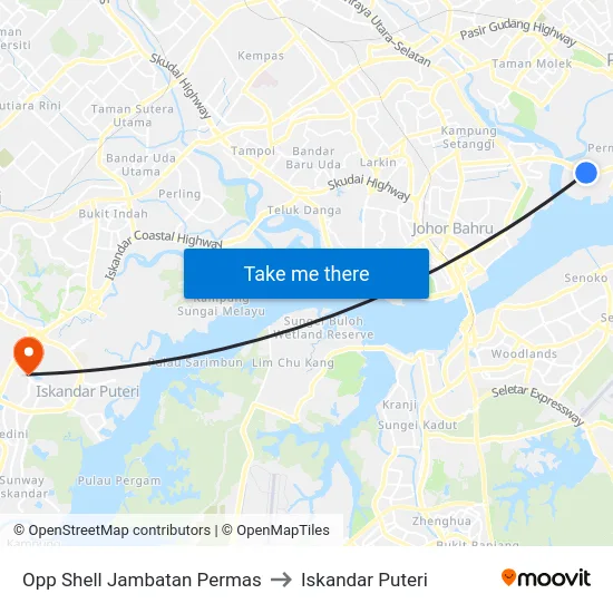 Opp Shell Jambatan Permas to Iskandar Puteri map