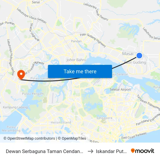 Dewan Serbaguna Taman Cendana 2 to Iskandar Puteri map