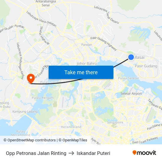 Opp Petronas Jalan Rinting to Iskandar Puteri map