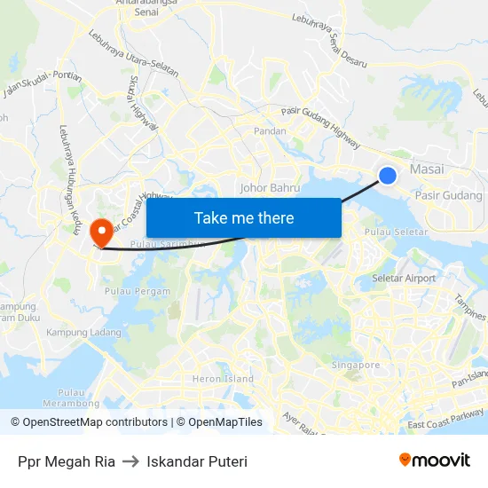 Ppr Megah Ria to Iskandar Puteri map