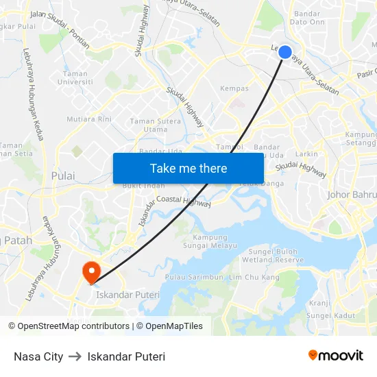 Nasa City to Iskandar Puteri map