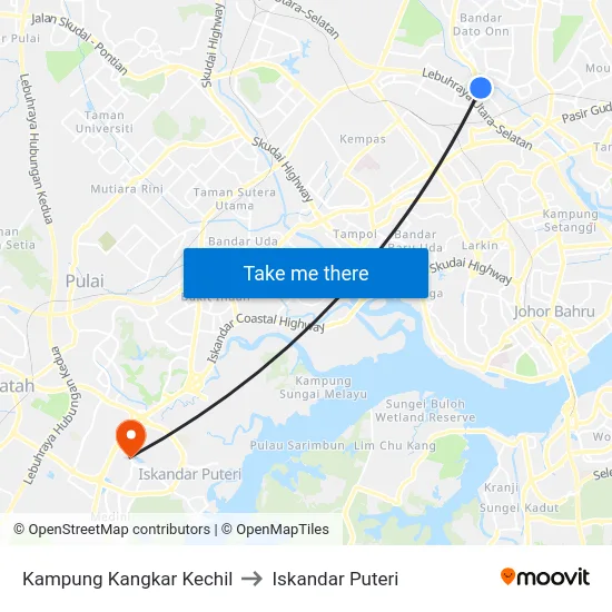 Kampung Kangkar Kechil to Iskandar Puteri map