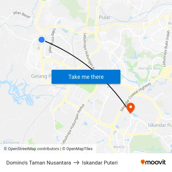 Domino's Taman Nusantara to Iskandar Puteri map