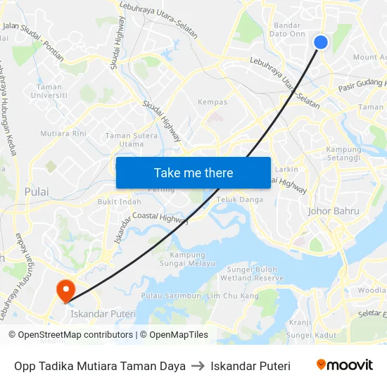 Opp Tadika Mutiara Taman Daya to Iskandar Puteri map