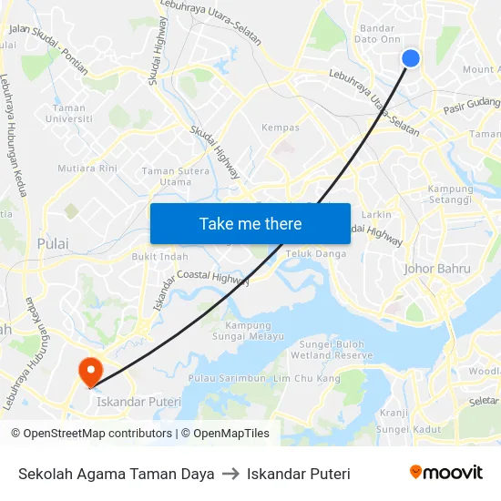 Sekolah Agama Taman Daya to Iskandar Puteri map